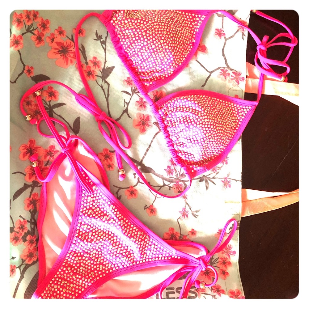 Hot Pink Sparkling Bikini
